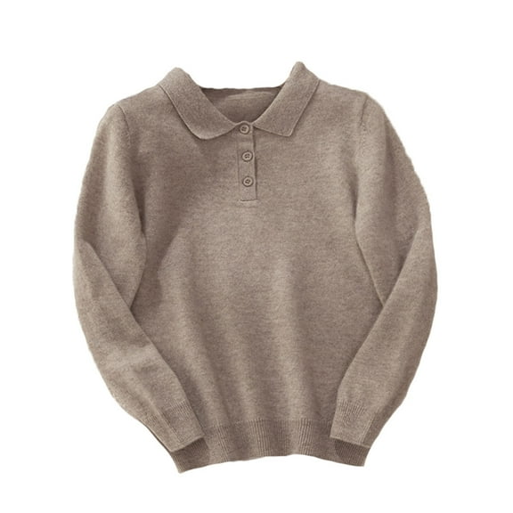 Warm Knit Collared Sweater Top For Boys And Girls Cozy Autumn Winter Casual Pullover Long Sleeve Layering Shirt For Kids