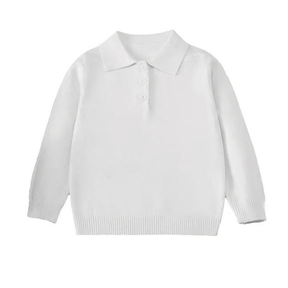 Warm Knit Collared Sweater Top For Boys And Girls Cozy Autumn Winter Casual Pullover Long Sleeve Layering Shirt For Kids