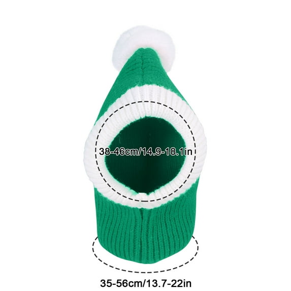 Warm Knitted Dog Christmas Hat with Crochet Neck Winter Pet for Photo Shoot Gift Holiday Party (Green/L)