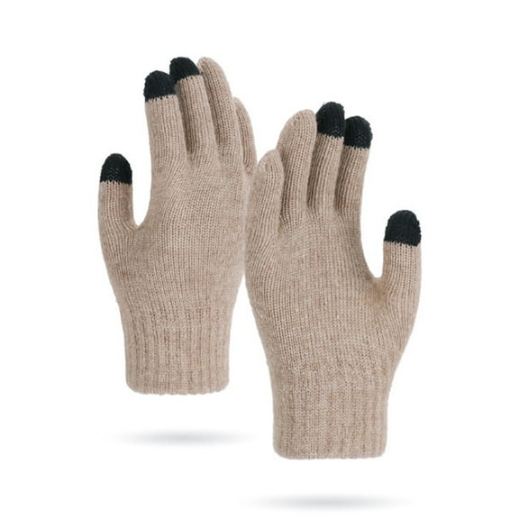 Warm Knitted Gloves for Women Winter Cycling Office Touch Screen Acrylic Khaki Free