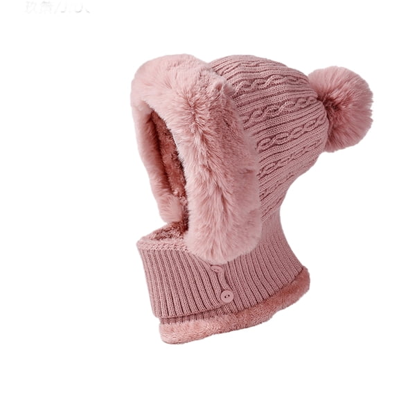 Warm Knitted Hat Scarf Set with Twisted Stripe Design Fleece Lined Integrated Neck Protection Winter Cold Proof Women Casual Warm Knitted Hat