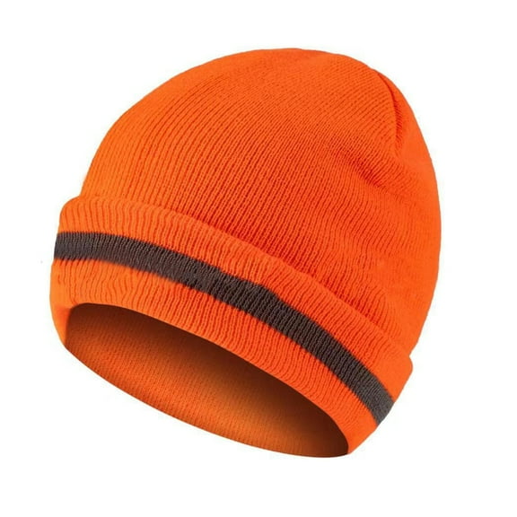 Warm Knitted Hat with Reflective Winter Warm Running Hat Cold Weather Hat