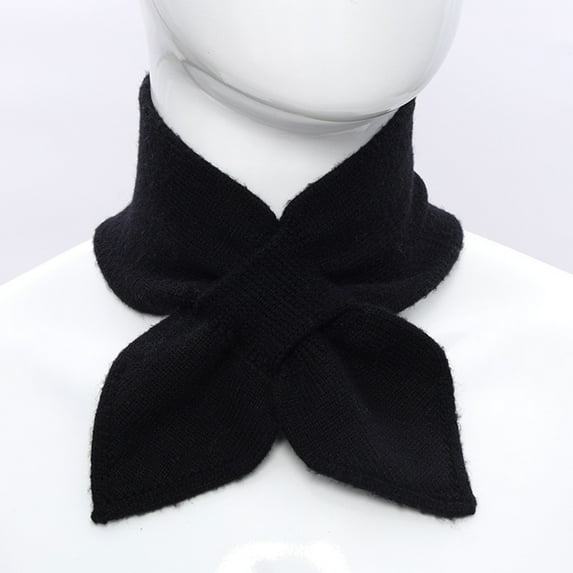 Warm Knitted Neck Warmer for Women Winter Soft Gaiter Scarves Solid Color Pullover Collar Scarf Neckerchiefs Black Free