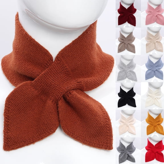 Warm Knitted Neck Warmer for Women Winter Soft Gaiter Scarves Solid Color Pullover Collar Scarf Neckerchiefs Light Brown