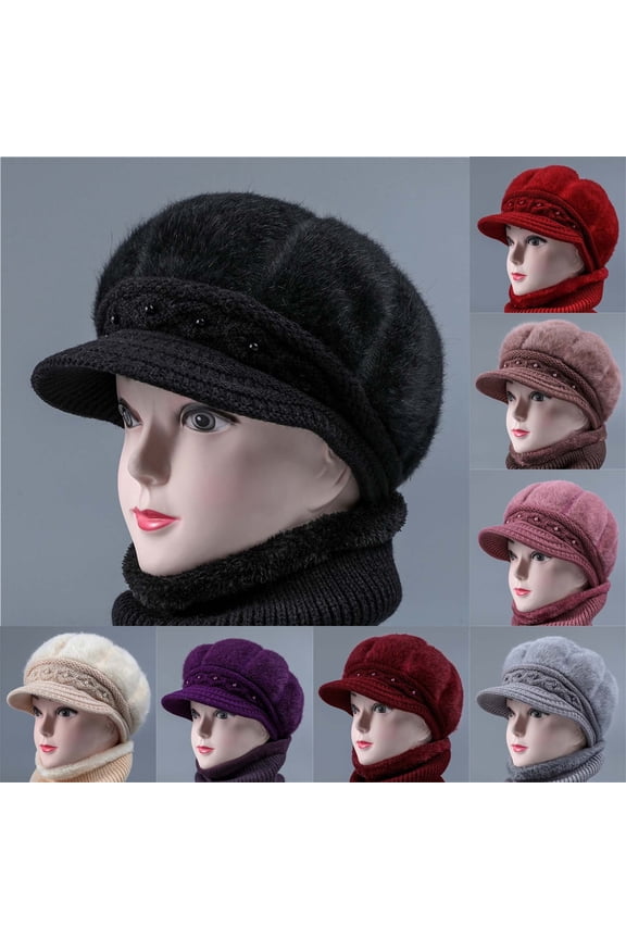 Warm Knitted Wool Blend Padded Basin Hat for Women Winter Comfort