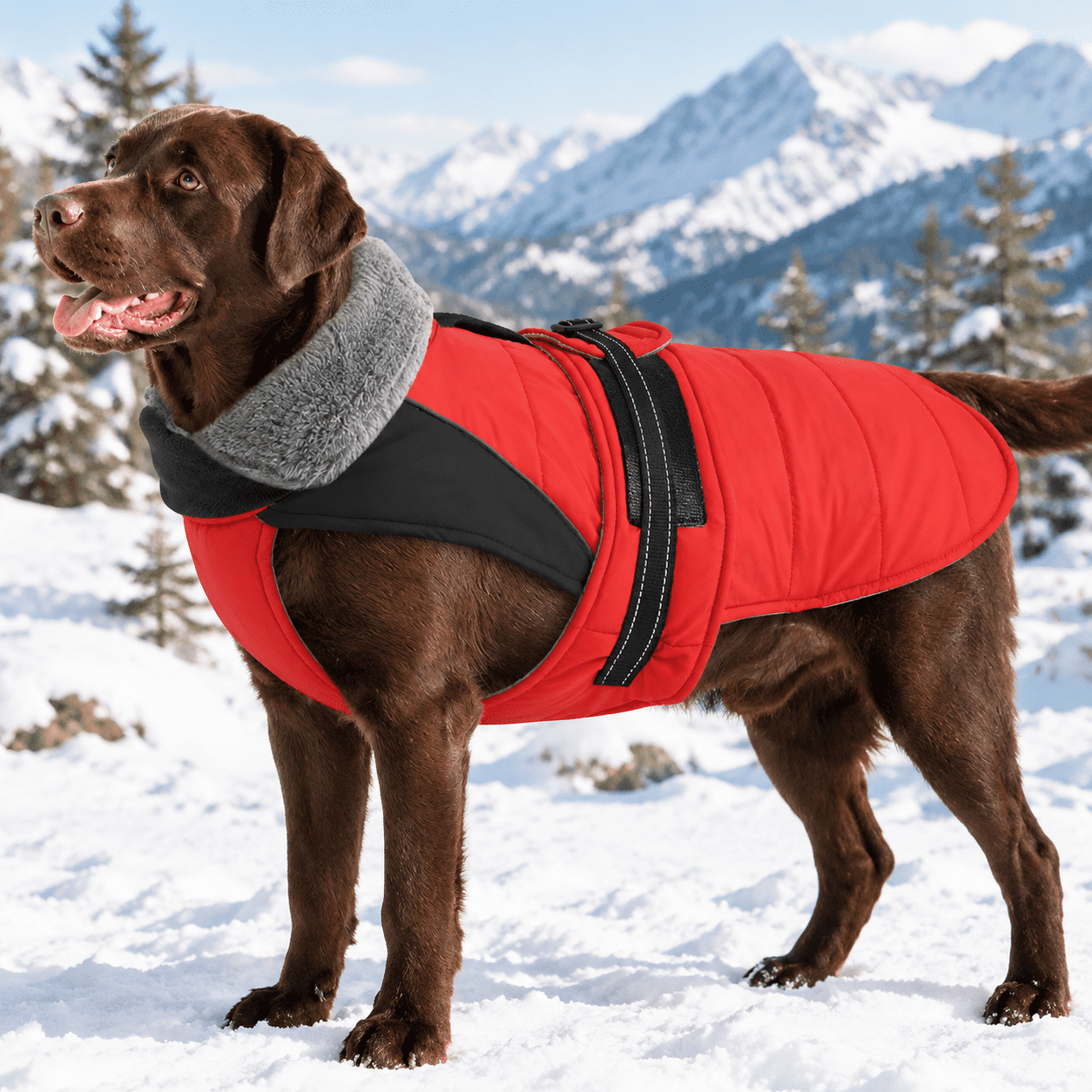 Warm Large Dog Coat Waterproof Winter Jacket Redblack Xxl - Walmart.com