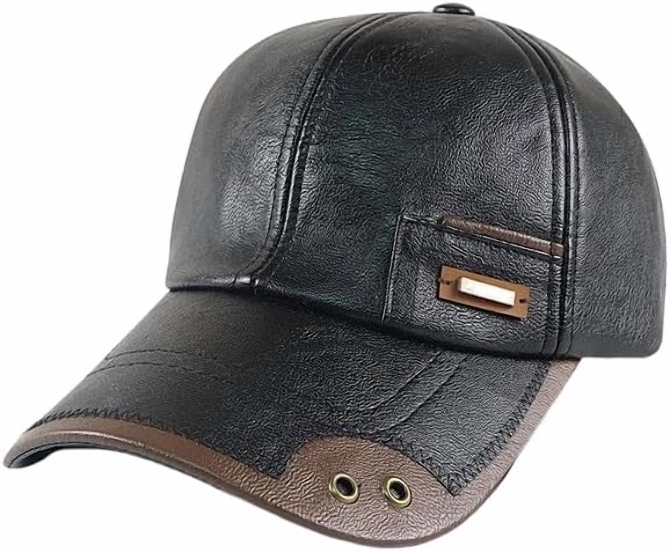 Warm Leather Baseball Caps, 2026 Men's Genuine Leather Shell Fleece ...