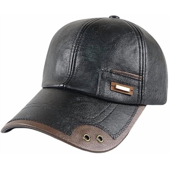 Warm Leather Baseball Caps for Men, 2026 Men's Genuine Leather Shell Fleece Lining Adjustable Cap for Fall Winter Outdoor, Warmguard Cap