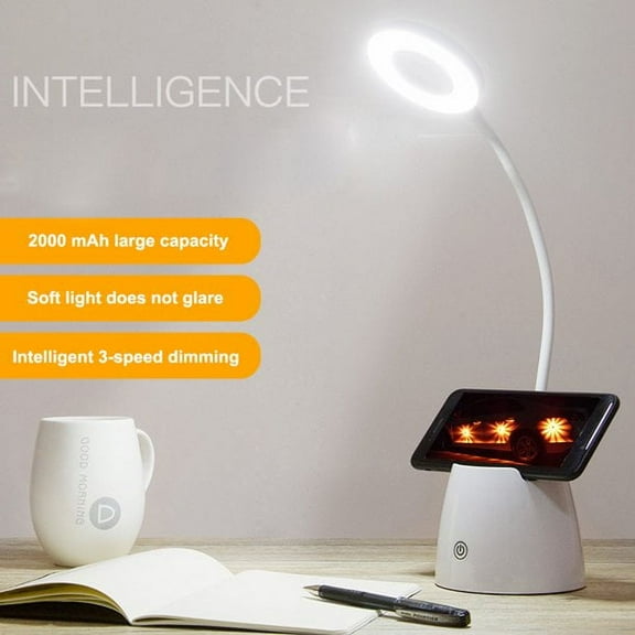 Warm Led Table Lamp Usb Rechargeable Table Lamp, Ring Flexible Touch Cordless Dimmable Memory Bed Reading Table Learning Lamp With Pen Holder