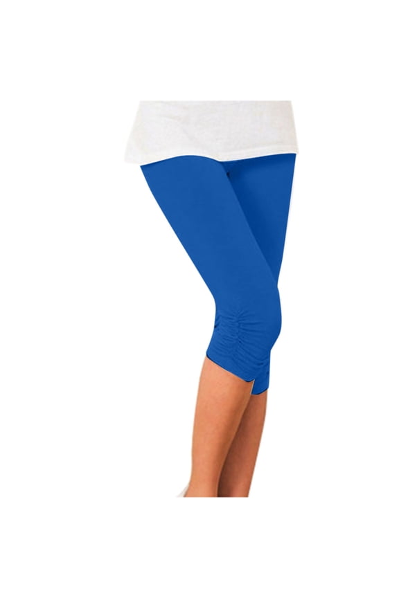 Warm Leggings for Women Casual Ruched Capri Leggings Stretchy Ankle Pants Fashion Tummy Control Comfortable Seven Eighth Length Yoga Pants for Women