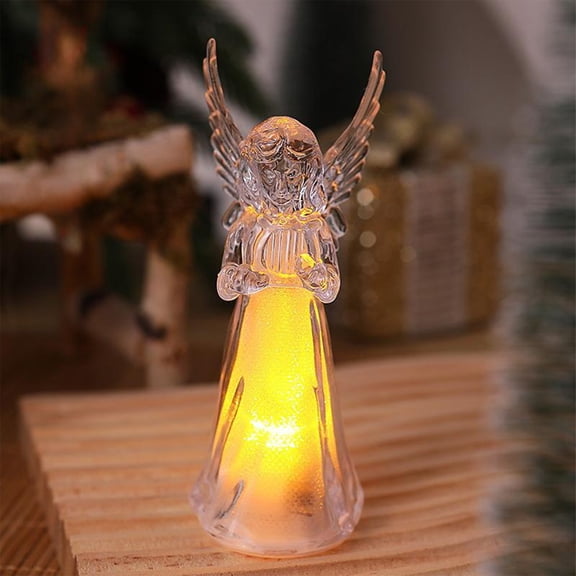 Warm Light Acrylic Figurine Night Light – Transparent Christmas Decoration Lamp with LED, Elegant Holiday Ornament for Home, Table & Window Display, Unique Gift