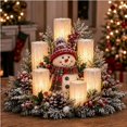 thumbnail image 1 of Warm Light Snowman Christmas Table Ornament Flameless Candle Centerpiece for Seasonal Dining Table Home Decoration, 1 of 9