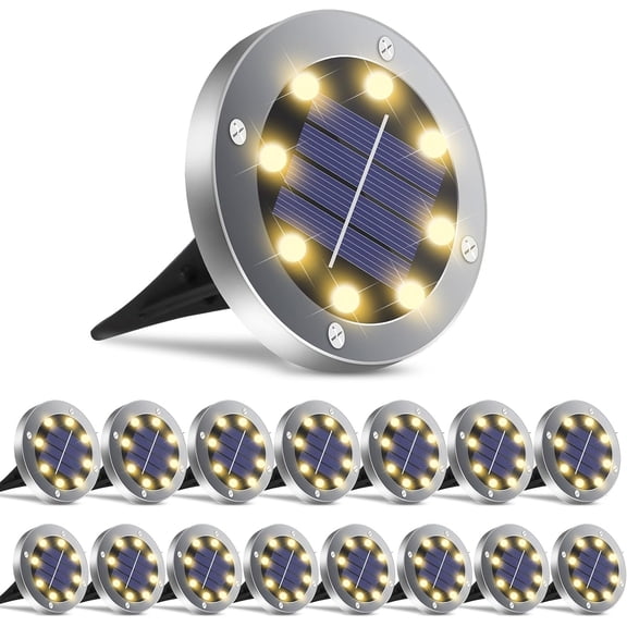 (Warm Light) Solar Lights Outdoor,12 or 16 Pack Solar Lights Outdoor Waterproof,Solar Garden Lights Landscape Lighting for Outside Patio Pathway Yard Lawn Driveway Deck Step Walkway