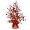 Warm Lighted Mini Christmas Tree, Compact Red Berry Twig Tree with Stable Base and Red Bow, Delicate Tabletop Ornament for Mantel, Window, Desktop and Indoor Holiday Scene Decoration
