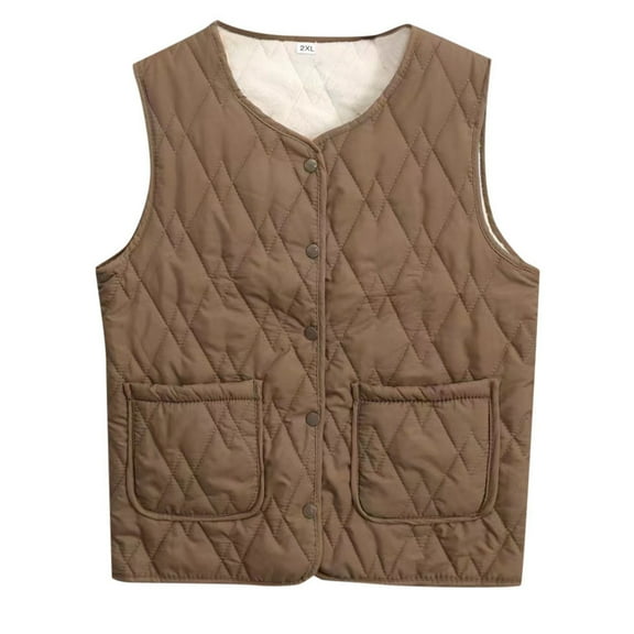 Warm Lined Women's Thick Quilted Vest Insulated Sleeveless Jacket For Winter Outdoor Activities Cold Weather Comfort