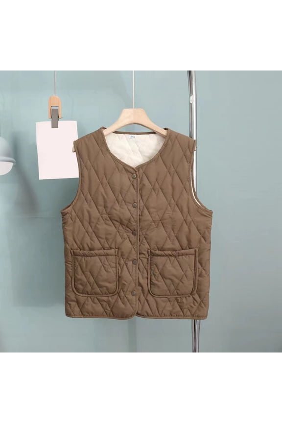 Warm Lined Women's Thick Quilted Vest Sleeveless Insulated Jacket For Outdoor Winter Wear Womens plus Size Snowboard Jacket Woman S down Coat Trendy Winter Coat Women down Coats for Women Jacket Women