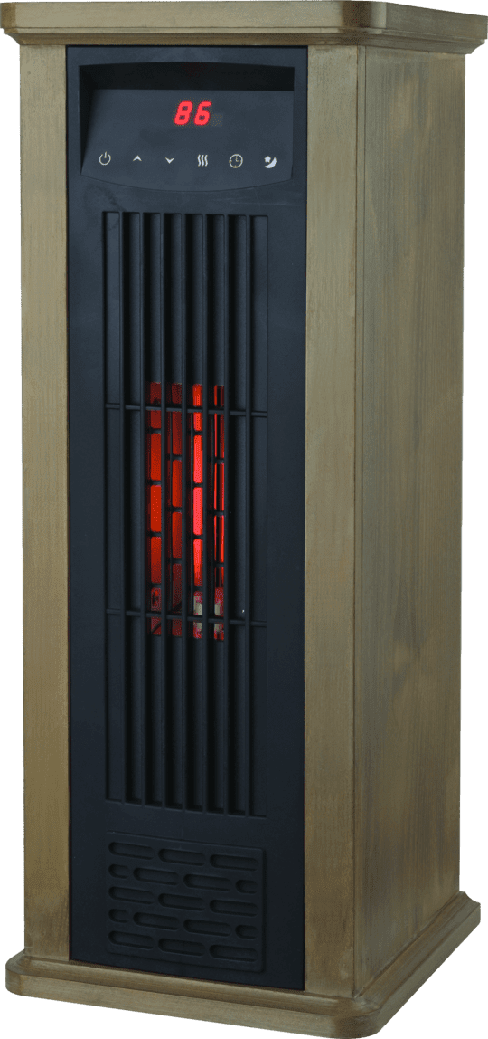 Warm Living 24" 6 Tube Infrared Wooden Tower Heater with Remote
