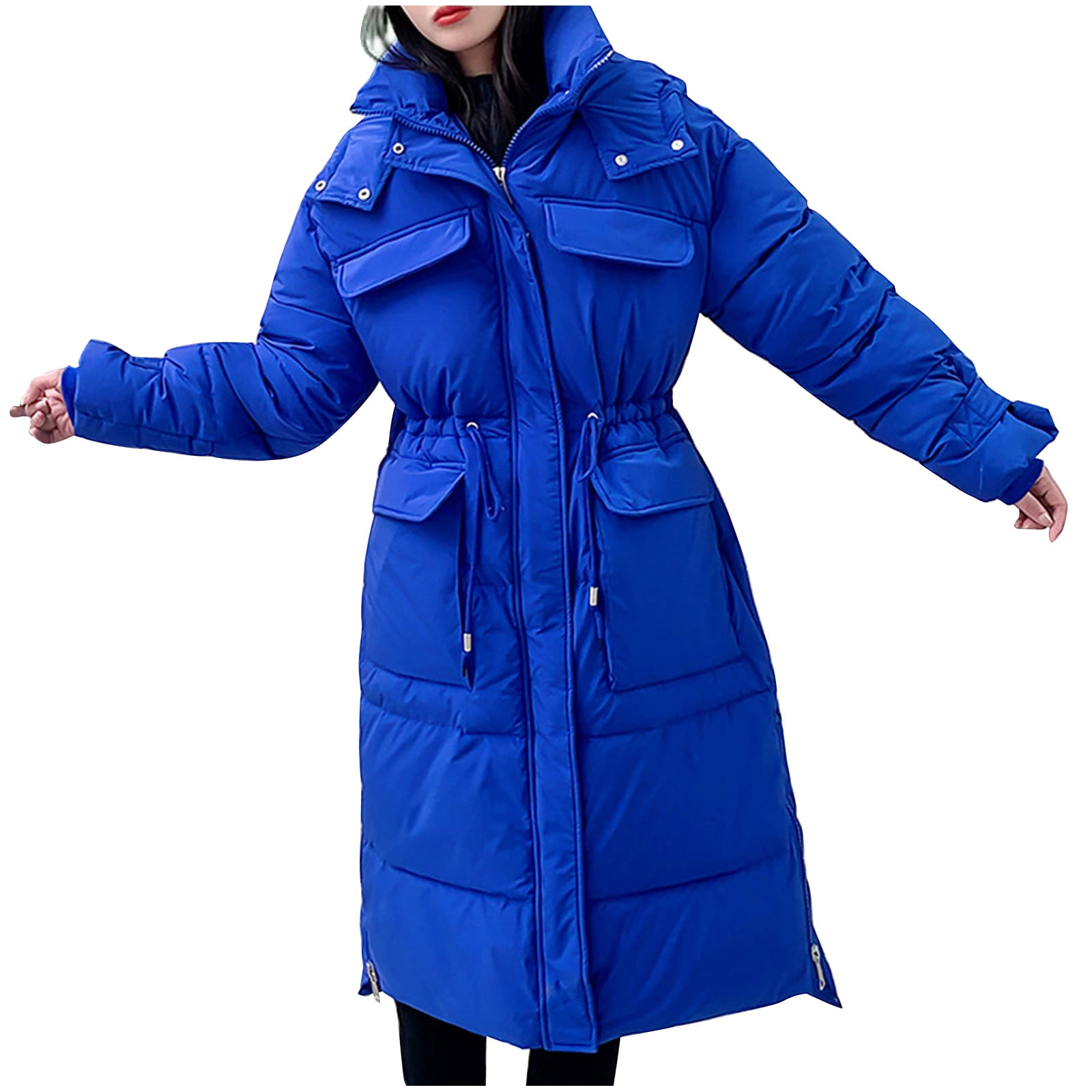 Warm Long Jackets For Women Solid Color Stand Collar Thickened Down