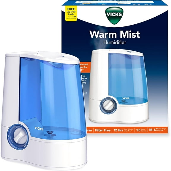 Warm Mist Humidifier - Air Humidifier for Bedroom, Home & Large Room, Baby, Kids and Adults Soothing Steam Vaporizer for Cough, Congestion, Allergies & Dry Air, VapoSteam Compatible