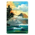 thumbnail image 1 of Warm Morning - Tropical Island - Breaking Waves - From an Original Color Painting by Wade Koniakowsky - 8 x 12 inch Vintage Metal Tin Sign, 1 of 4