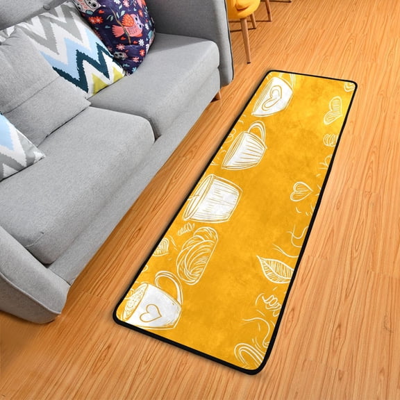 Warm Mugs Together Long Area Rug 72" x 24" Non-Slip Polyester with Cotton Padding