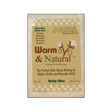 Warm & Natural 45" x 60" Precut Cotton Batting, Crib Size