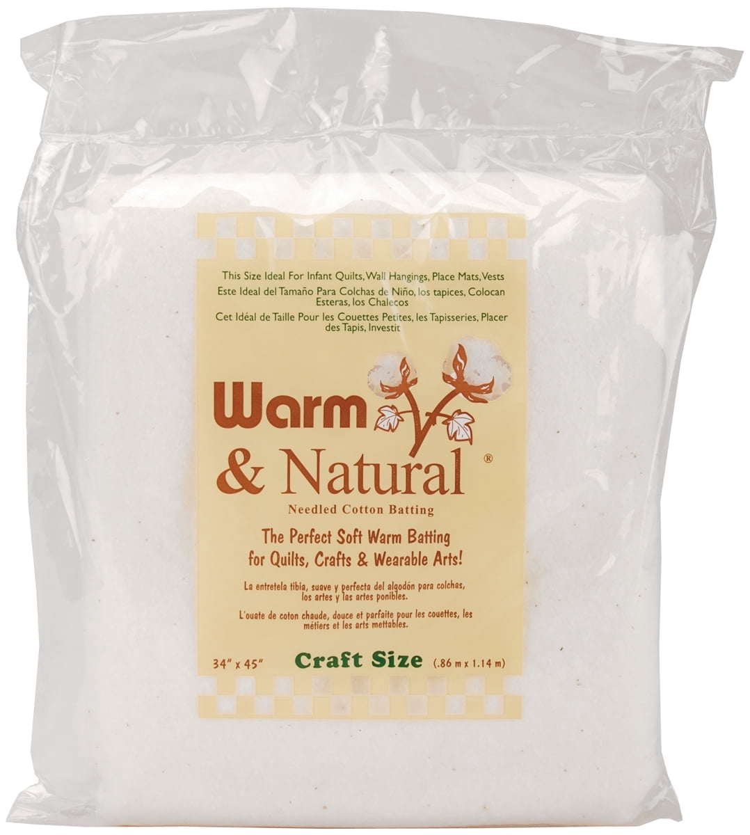 Warm & Natural Cotton Batting Craft Size 34” x 45'' Precut