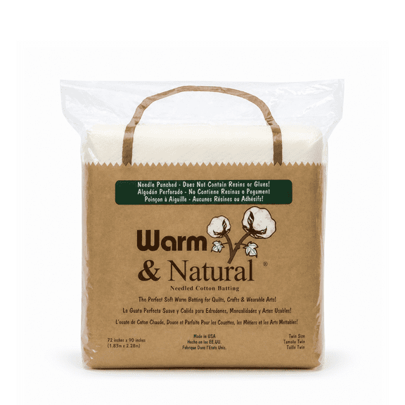 Warm & Natural Cotton Batting Twin Size 72'' x 90'' Precut
