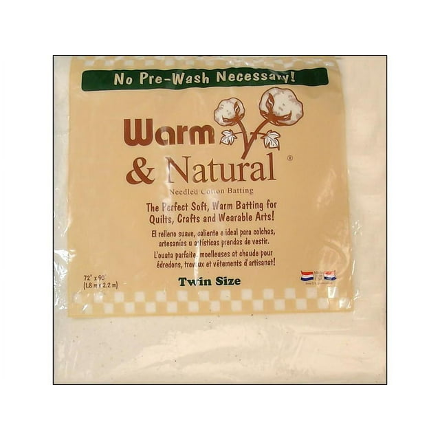 Warm & Natural Quilt Cotton Batting Twin Size 72x90