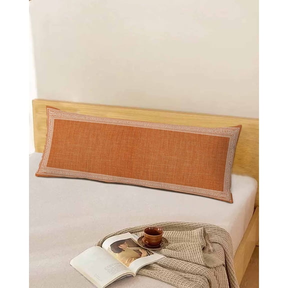 Warm Orange Retro Greek Key Body Pillow Cover,Pillowcase Protectors with Zipper,Breathable Decorative Throw Pillow Case Cover,Geometric Greece Ancient Farmhouse Pillow Shams for Couch Sofa 20x54Inch