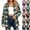 thumbnail image 1 of Warm Oversized Plaid Jackets for Women Lapel Button Jacket Fall and Winter Long Sleeved Top, 1 of 8