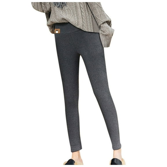 Warm Pants For Women High Waist Thick Tight Pants Stretch Plush Fall And Winter Leggings Grey