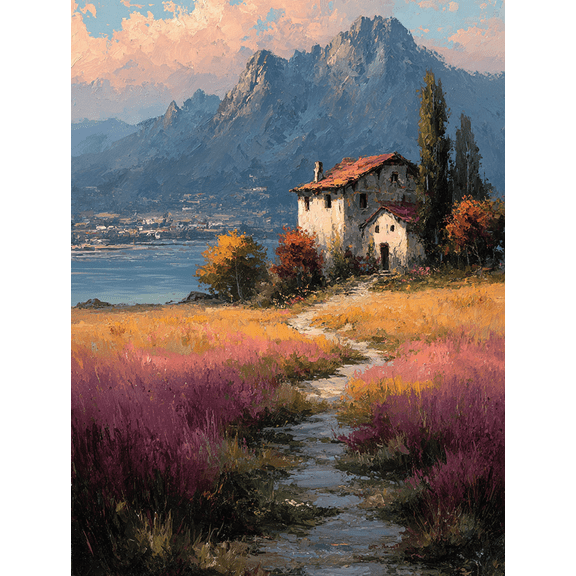 Warm Pastoral Scenery Canvas Wall Art, Peaceful Country Print, Festival Home Gift Decor