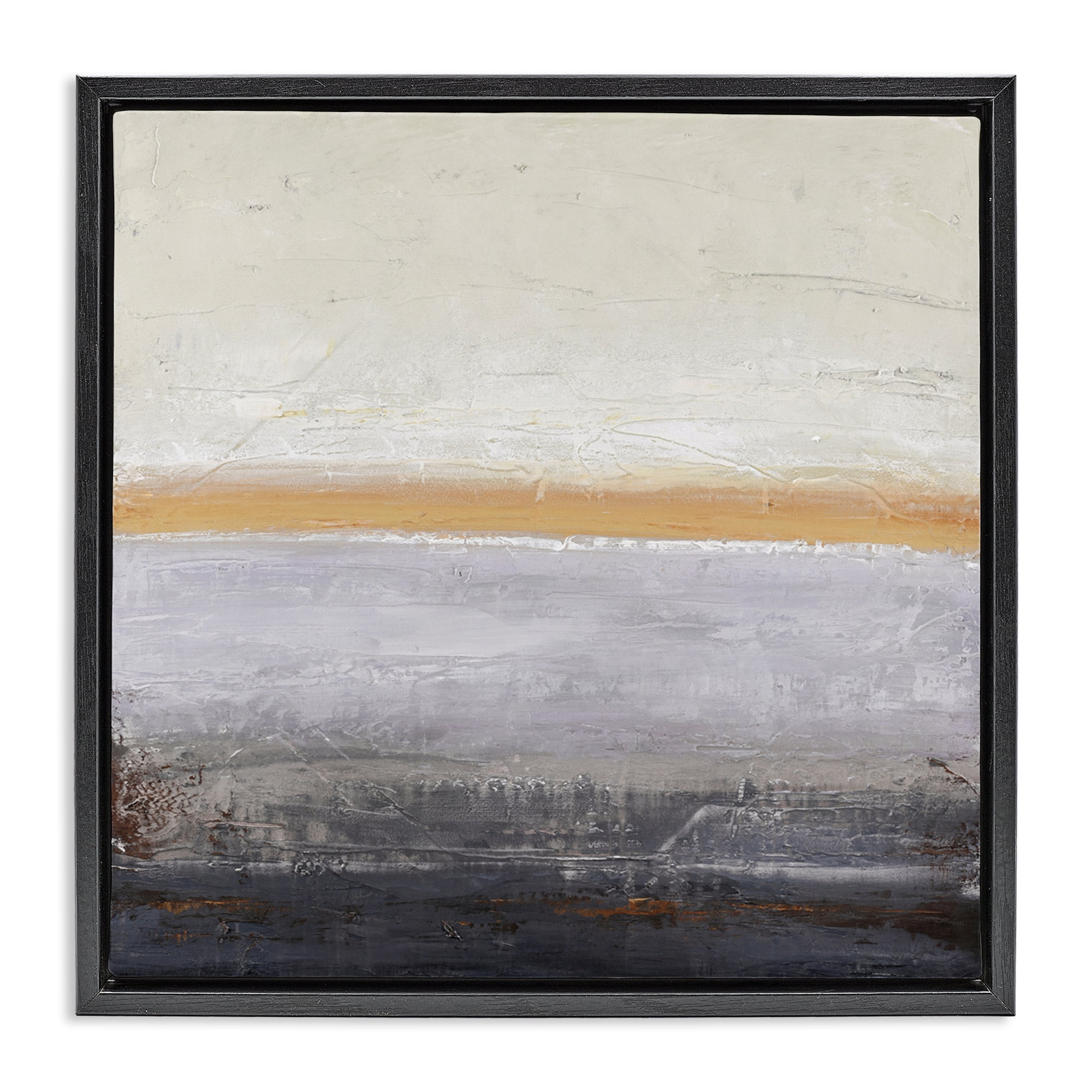Warm Peachy Horizon Black Framed Floater Canvas Wall Art, design by Design Fabrikken