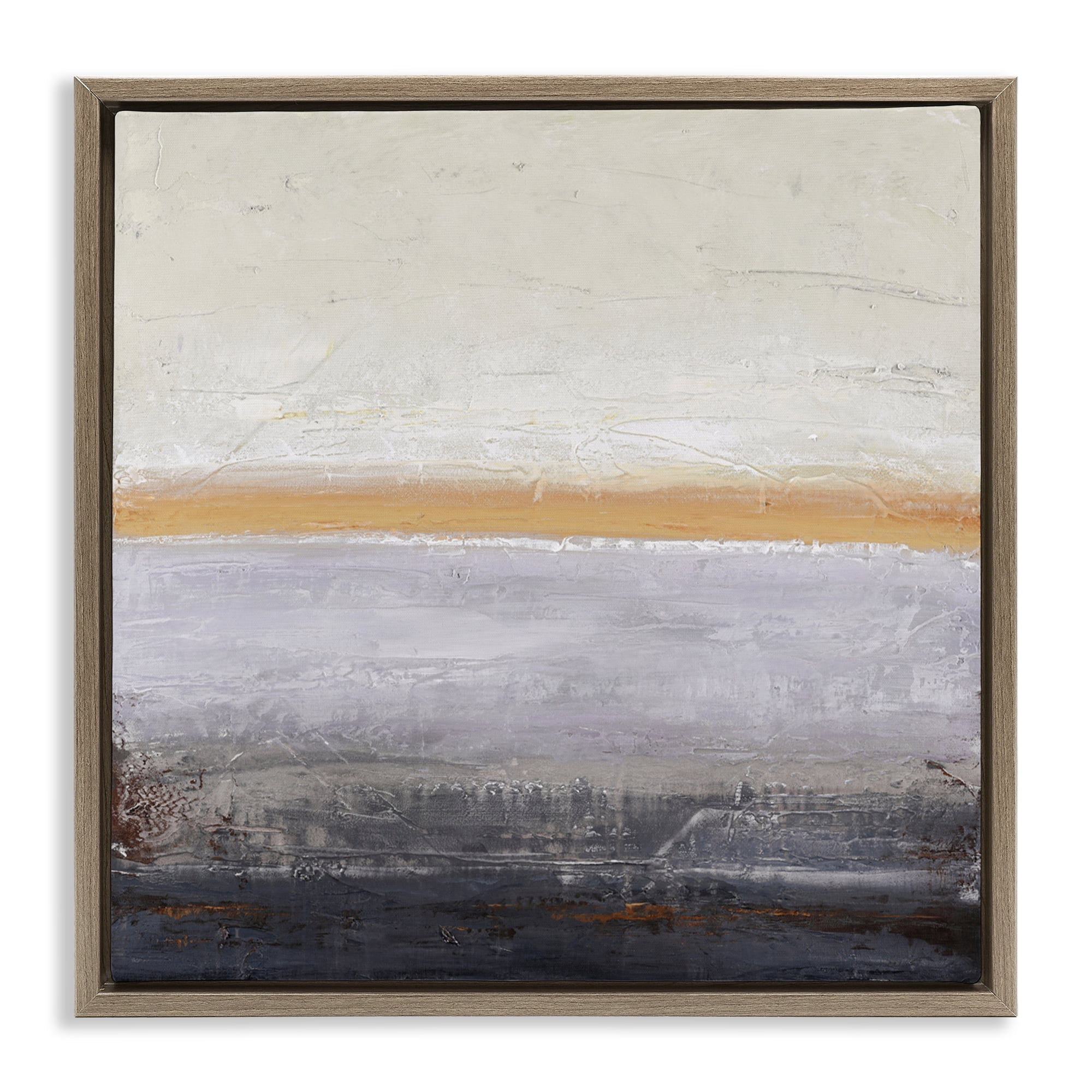 Warm Peachy Horizon Brown Framed Floater Canvas Wall Art, design by Design Fabrikken