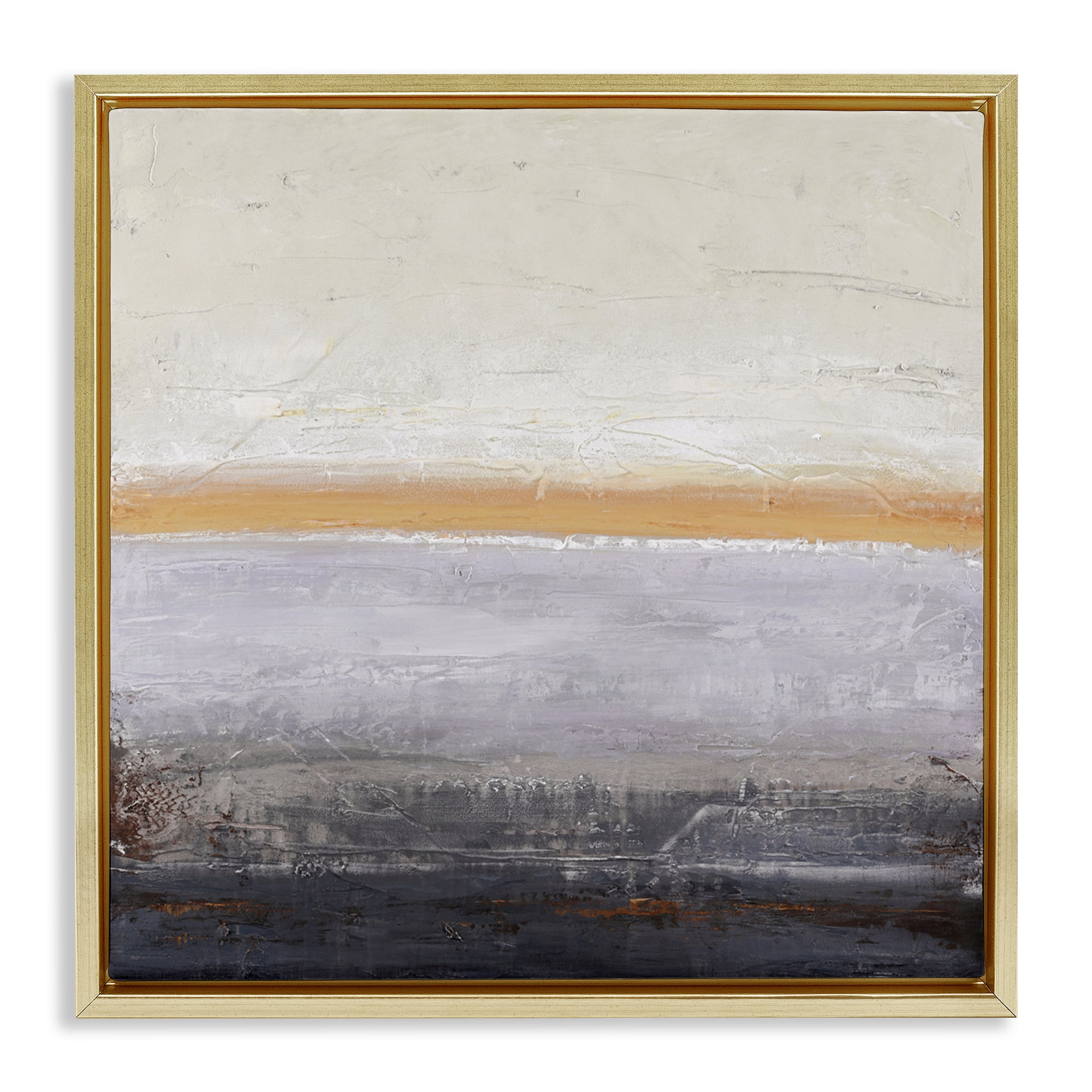 Warm Peachy Horizon Gold Framed Floater Canvas Wall Art, design by Design Fabrikken