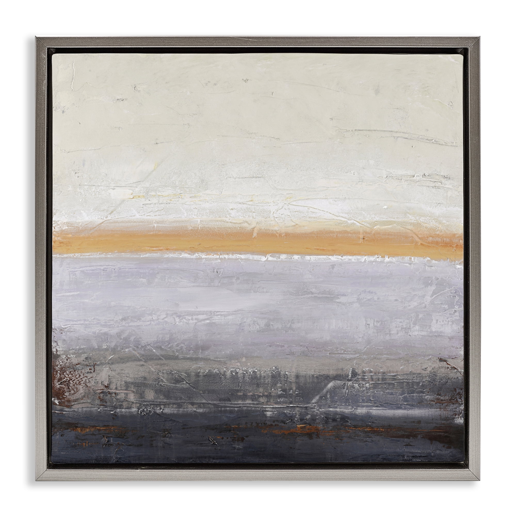 Warm Peachy Horizon Gray Framed Floater Canvas Wall Art, design by Design Fabrikken