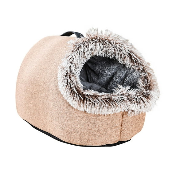 Warm Pet Cave Bed, Soft Plush Hooded Cat Bed Pet Calming Nest for Small Cats, Self-Warming Cave for Indoor Cats, Washable Cove with Removable Inner Cushion Fit Pets Under 20lbs for Winter