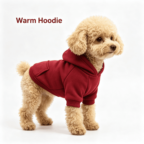 Warm Pet Hooded Sweatshirt, Soft Comfortable Dog Hoodie With Front Pocket, Cozy Cold‑Weather Daily Wear Outfit for Puppy Dogs, Breathable Casual Puppy Costume(Wine Red‑XXL)