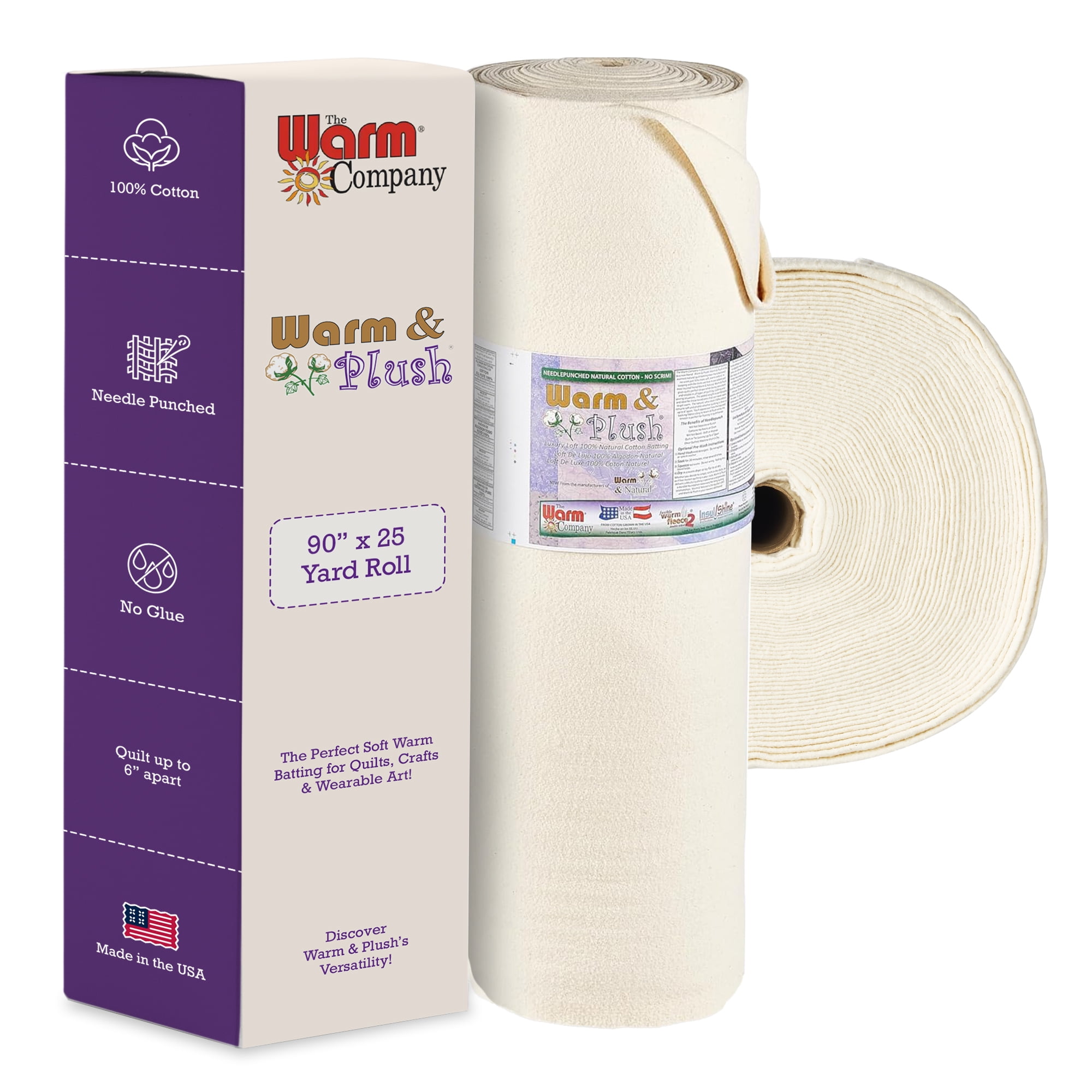 Warm & Plush Cotton Batting 90" x 25 Yard Bolt