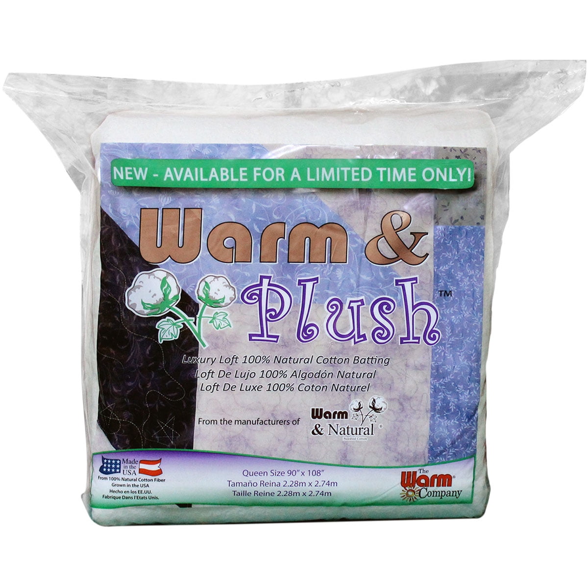 Warm & Plush Cotton Batting Queen 90x108"