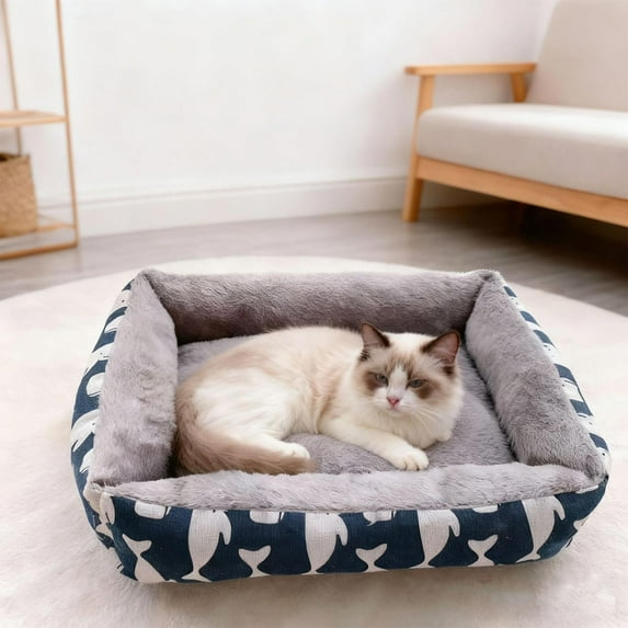 Warm Plush Pet Bed, All Season Dog Cat Bed with Waterproof Non-Slip Base, Cozy Arctic Velvet(A)