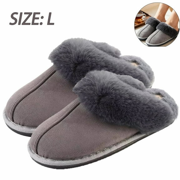 Warm Plush Slippers for Adults, Soft Fluffy Foam House Shoes, Unisex Winter Indoor, US Size.