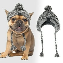 Warm Polar Hat for Dogs - Knitted Pet Hat with Ear Holes Long Tassels - Ideal Winter Accessory for Small Keeps Dogs Cozy and Stylish