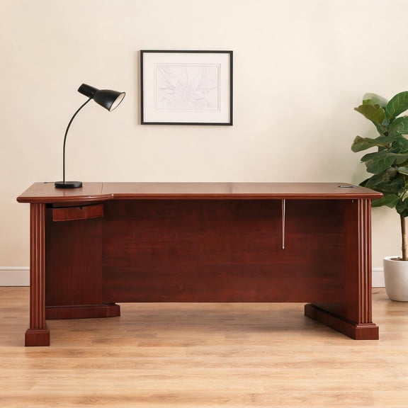 Warm Red Engineered Wood U-Shaped Computer Desk with Storage for Home Office and Meeting Spaces