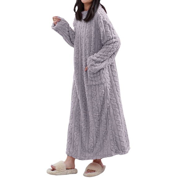 Warm Robe Dress, Thick Padded Fabric for Maximum Coziness, Perfect Home Wear for Chilly Nights, Recovery Days, and Holiday Relaxation Purple One Size