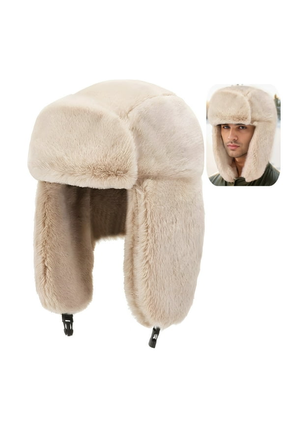 Warm Russian Trooper Hat, Trapper Winter Skiing Cap Women Men Windproof, Trapper Hunter Furry Hat for Outdoor Winter Pilot