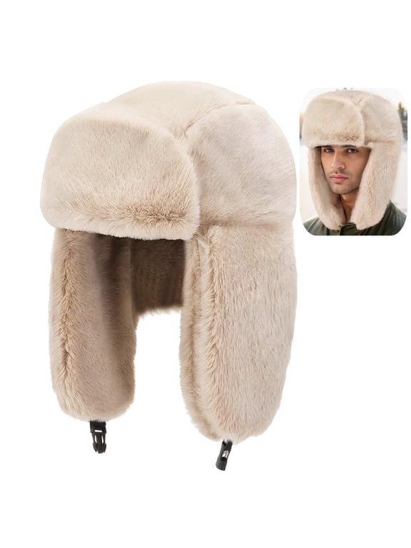 Warm Russian Trooper Hat, Trapper Winter Skiing Cap Women Men Windproof, Trapper Hunter Furry Hat for Outdoor Winter Pilot