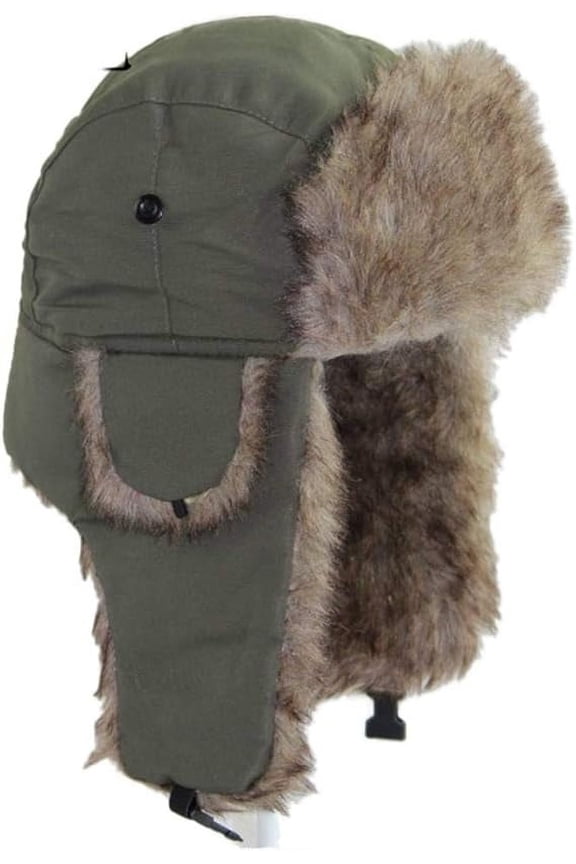 Warm Russian Trooper Hat Winter Skiing Cap Women Men Windproof Green