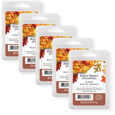 Warm Rustic Woods Scented Wax Melts, Better Homes & Gardens, 2.5 oz (5-Pack)